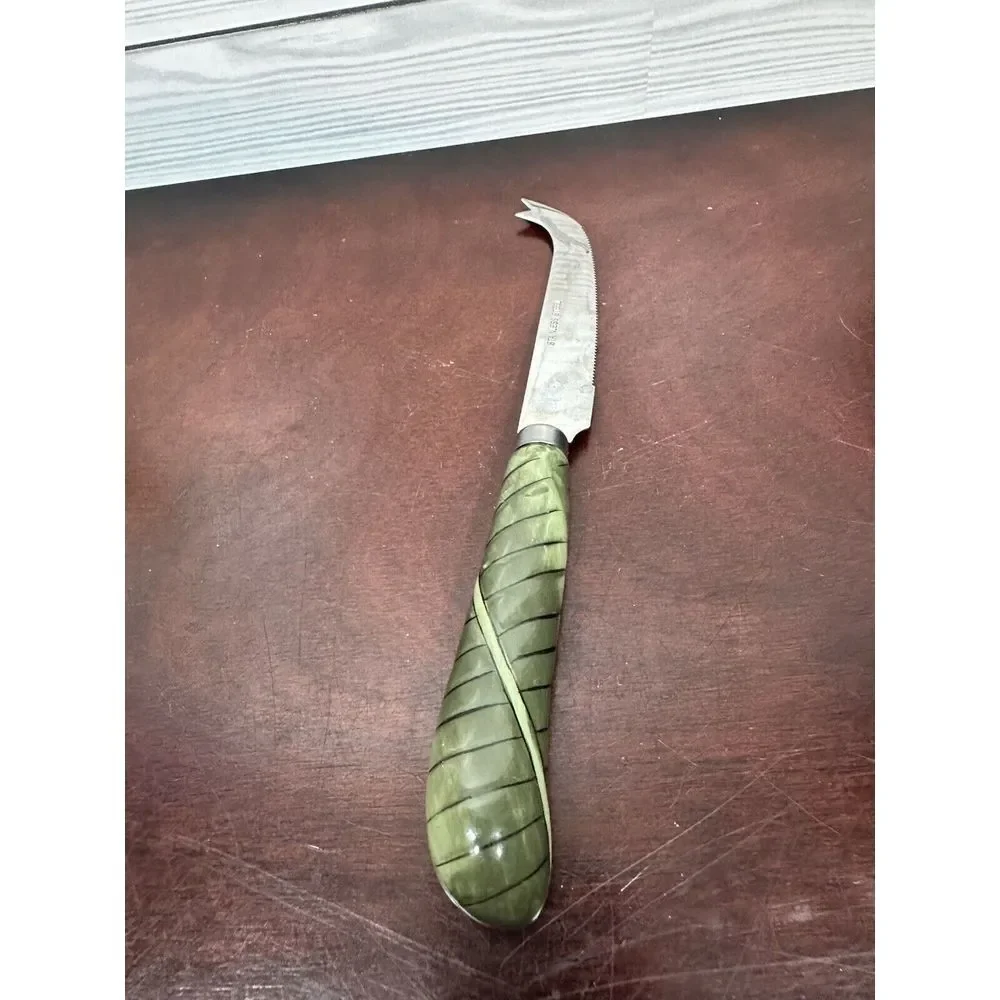Cheese‎ Charcuterie Glossy Porcelain Green Knife Vintage